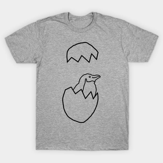 Little Blue Penguin Popping out of her Egg Outline T-Shirt by ellenhenryart